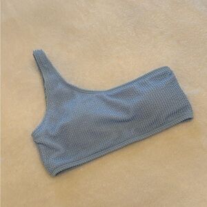 SHEIN SZ SMALL LIGHT BLUE RIBBED ONE SHOULDER BIKINI TOP